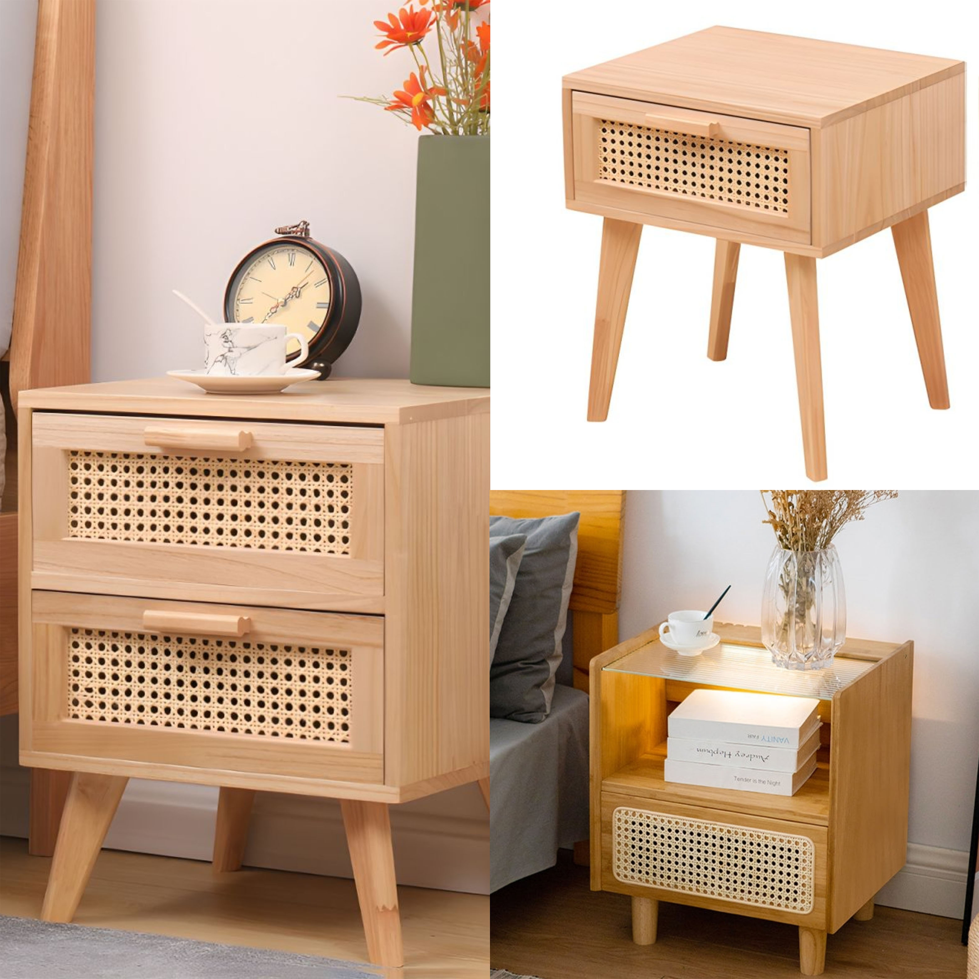 Rattan bedside table